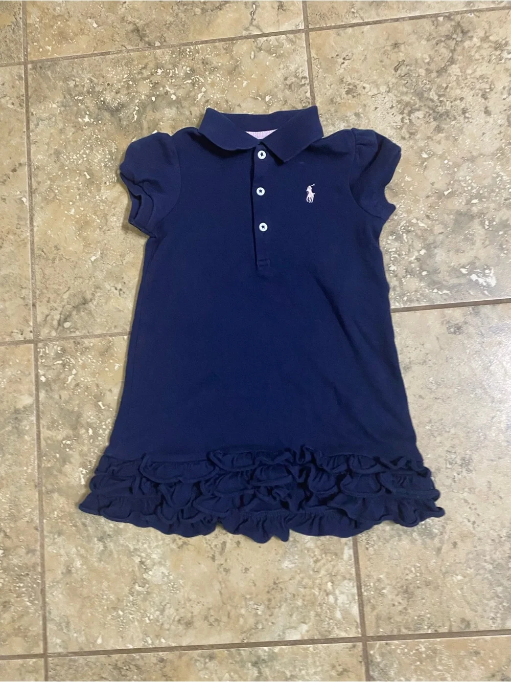 Polo Ralph Lauren Navy Blue Ruffle Cupcake Polo Preppy Baby Girl Dress 24M